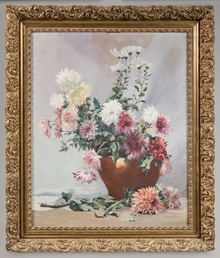 Null LESPINASSE J (1900), d'après Jacques OURTAL (1868-1962). "Bouquet de dahlia&hellip;