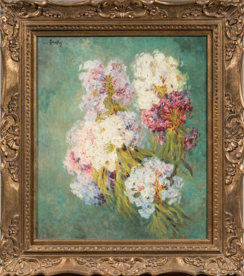 Null de RASKY Marie Madeleine (1897-1982). "Bouquet d'hortensias" 

Huile sur to&hellip;
