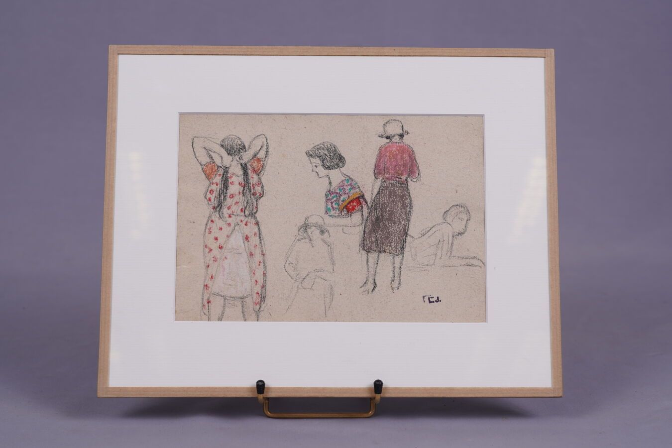 Null JOUHAUD Léon (1874-1950). Étude de femmes au pastel coloré sur papier dans &hellip;