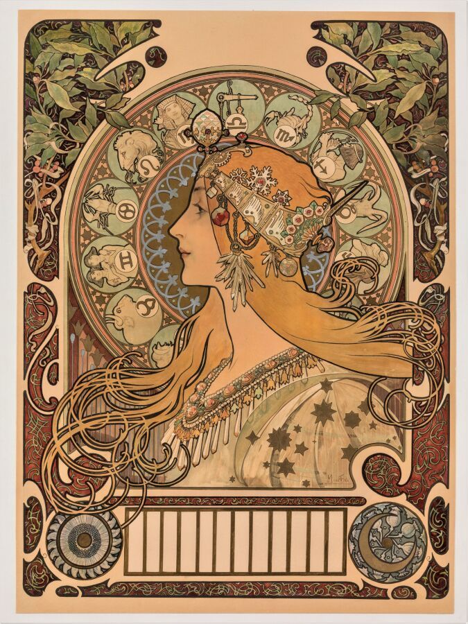 Null Mucha Alphonse (1860-1939) "El Zodiaco". 1896. Imp. F. Champenois, París. 6&hellip;