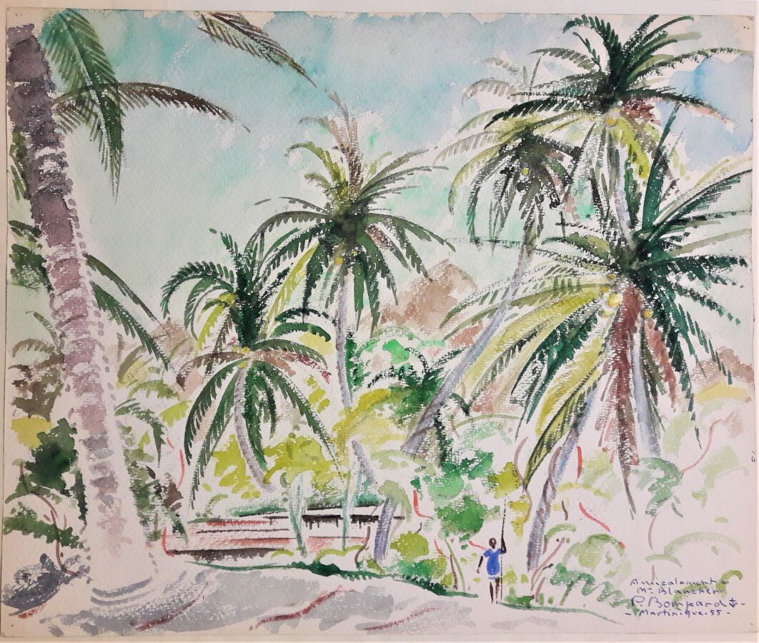 Null Bompard Pierre (1890-1962) - "Martinique" 1955.  Aquarelle sur papier. Sign&hellip;