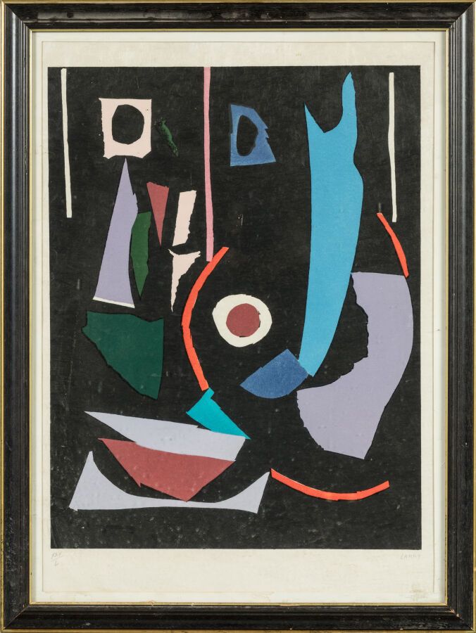 Null 兰斯科伊-安德烈（1902-1976 年）。"Composition aux formes colorées"。石版画，右下方有签名并编号 25/50&hellip;