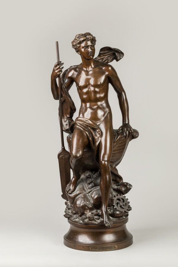 Null GAUDEZ Adrien Etienne (1845-1902). "Allégorie du commerce, Hermès". Sculptu&hellip;