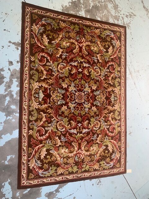 Null Aubusson mechanical wool carpet with polychrome foliage. N° 426 Nègres Poin&hellip;