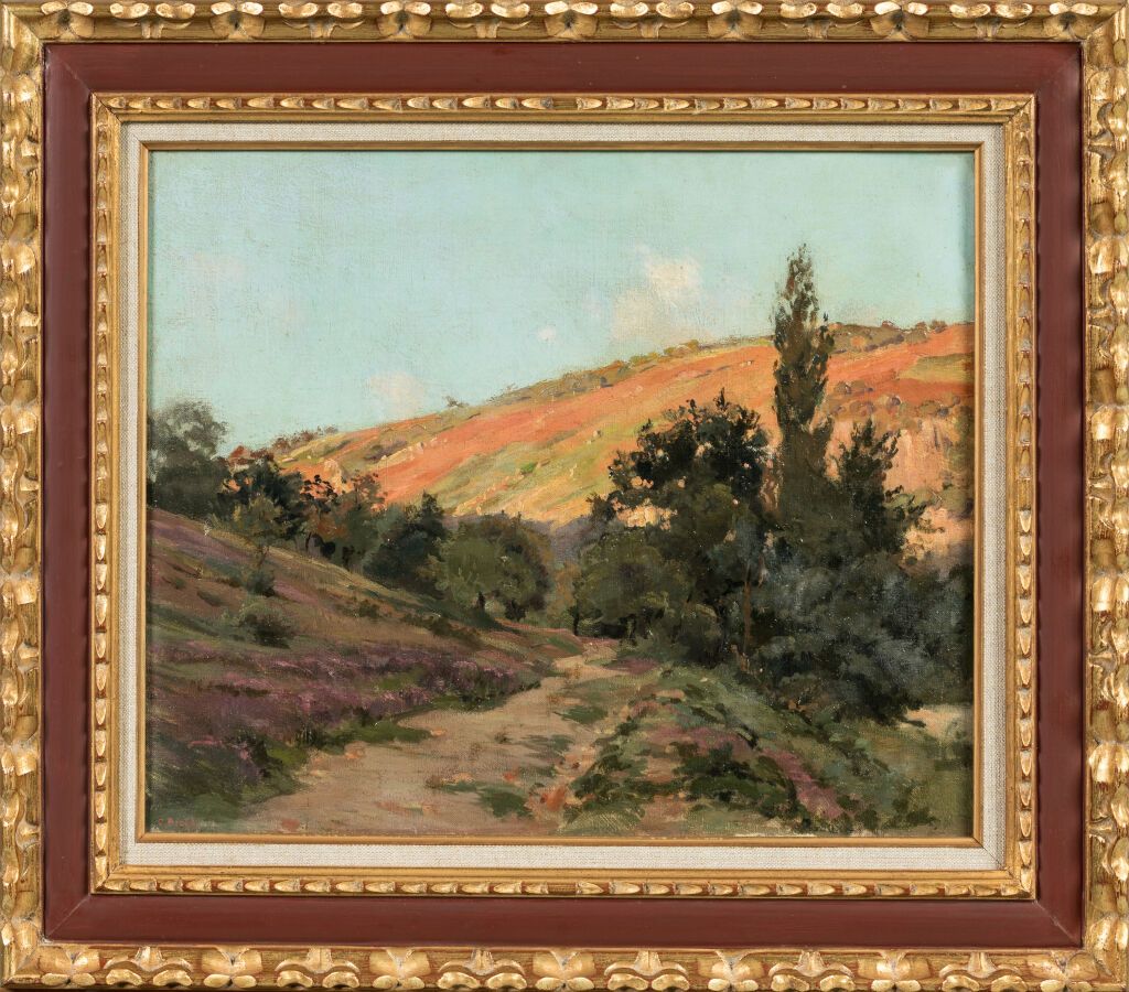 Null 比歇-查尔斯-泰奥多尔-安托万（1863-1929 年）。"利穆赞的风景布面油画，左下方有签名。尺寸 38 x 46 厘米。底部有轻微擦痕。已装裱。