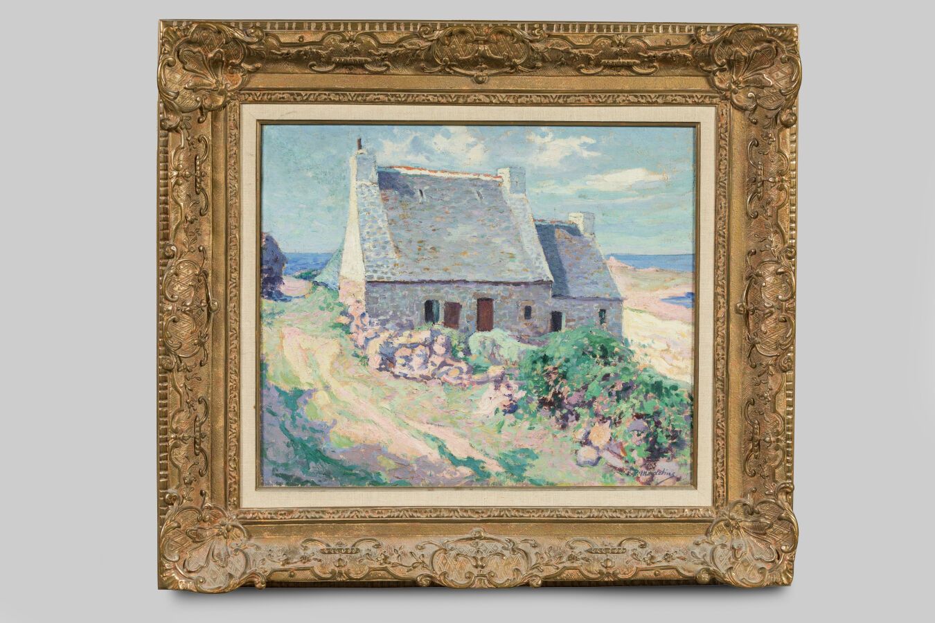 Null MADELINE Paul (1863-1920). "Maison en Bretagne", Huile sur toile signature &hellip;