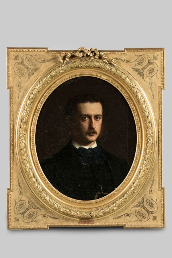 Null 范廷-拉图尔-亨利-泰奥多尔（1836-1904 年）。"阿纳托尔-费尔南-德-邦纳瓦尔肖像》。布面油画，61 x 51 厘米。 
木质灰泥画框。画框&hellip;