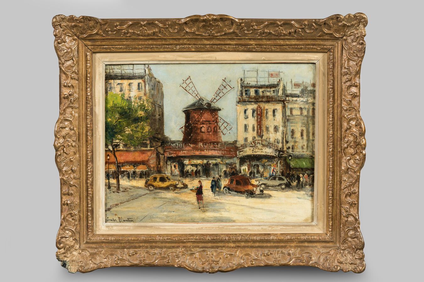 Null BLONDIN Charles (1913-?). "Le Moulin Rouge". Huile sur toile signée en bas &hellip;