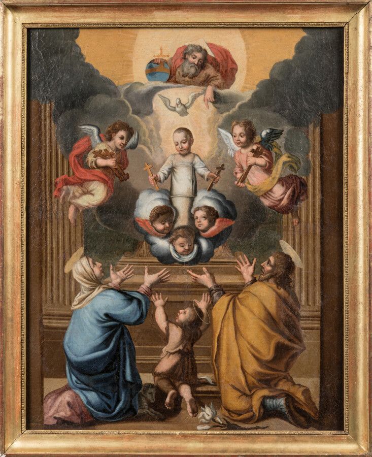 Null Scuola francese della fine del XVIII secolo. "La Trinità". Olio su tela. 92&hellip;
