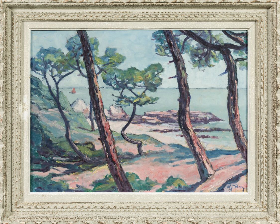 Null BRON Achille (1867-1949). "Saint Palais sur mer - Le Platin". Oil on canvas&hellip;
