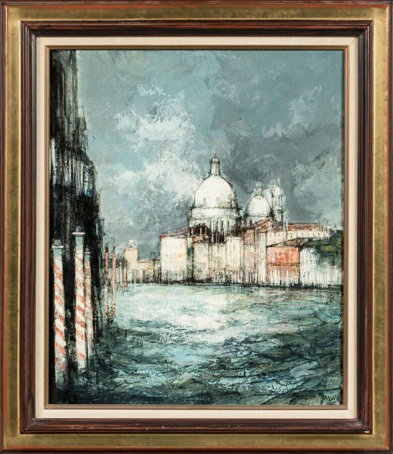 Null FRANC François (1926-?). El Gran Canal de Venecia". Gran óleo sobre lienzo &hellip;