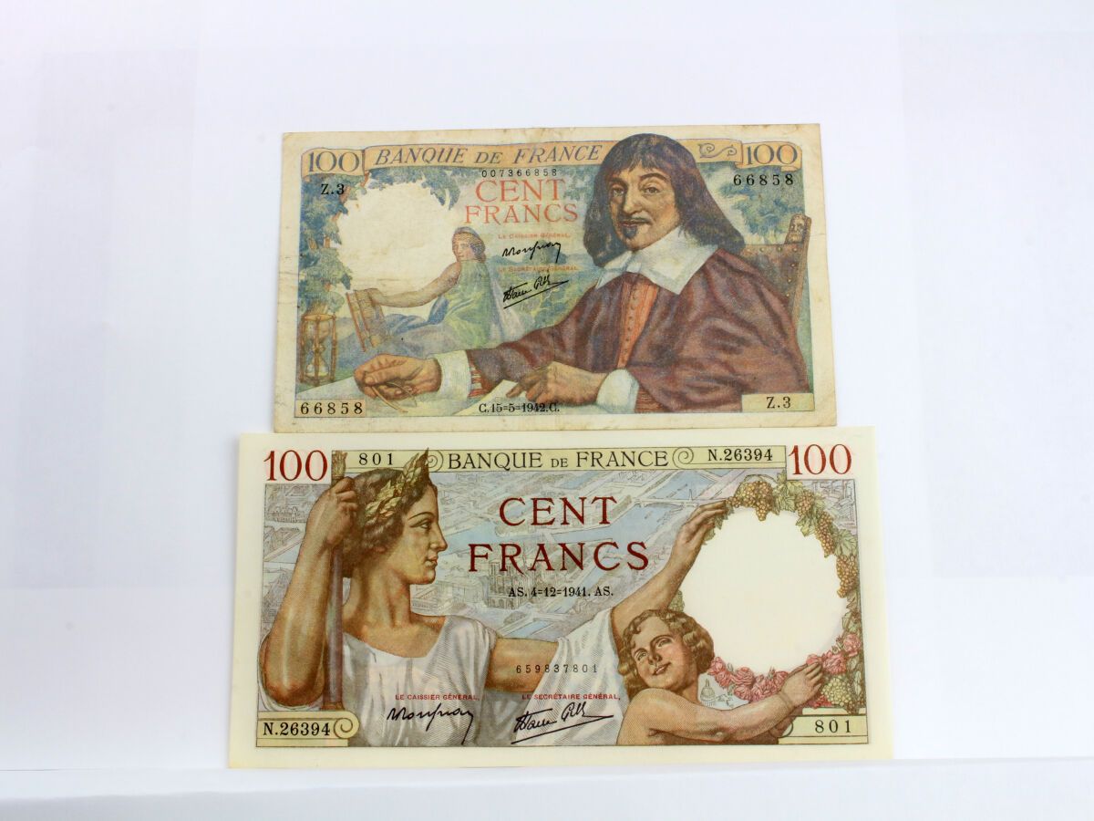 Null LOT de 2 BILLETS - 1- 100 Francs SULLY - F.26-62 du 04.12.1941 - Qualité : &hellip;