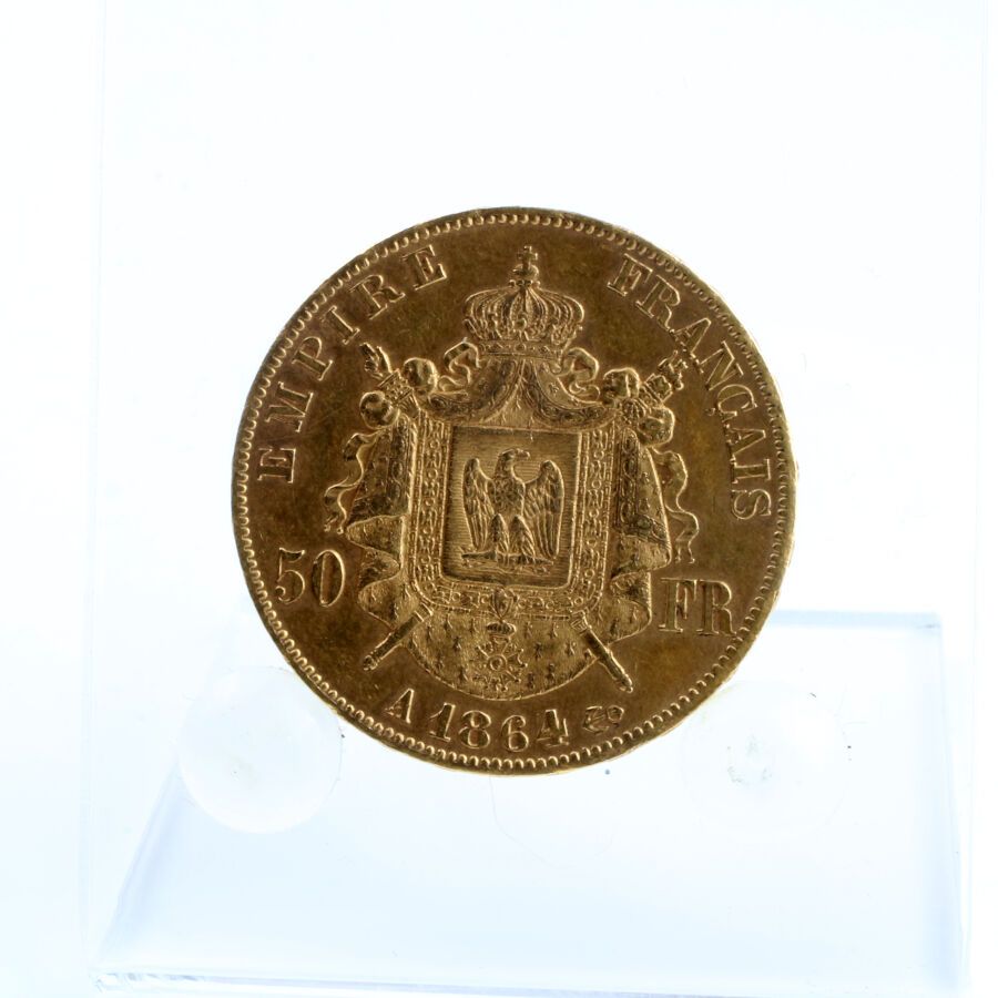 Null OR. France. 50 francs Napoléon III tête laurée 1864 A