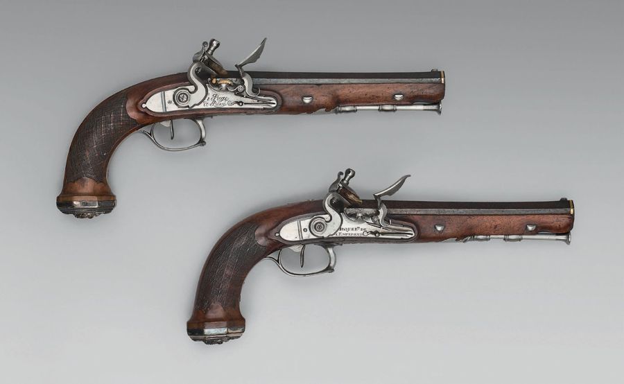 Null Deux pistolets à silex attribués au général Thouvenot modèle vendémiaire an&hellip;