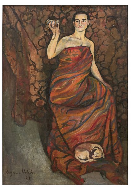 Suzanne VALADON (1865-1938) 
La dame au petit chien, 1917
Huile sur toile, signé&hellip;