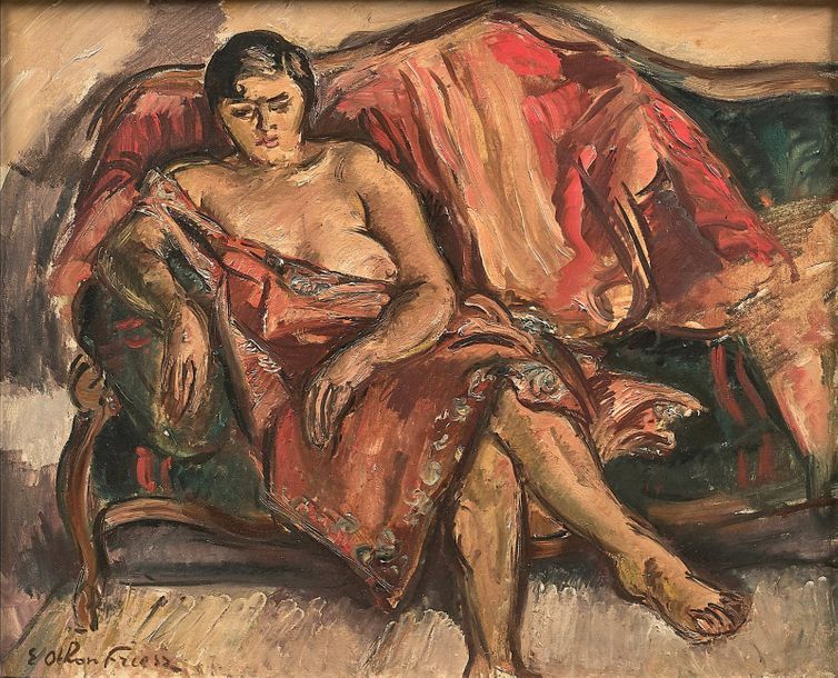 LOT NON VENU Émile Othon FRIESZ (1879-1949) 
Jeune femme au canapé vert
Huile su&hellip;