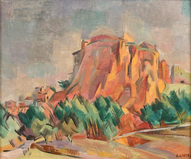 André LHOTE (1885-1962) 
Roussillon, le rocher (Vaucluse), vers 1940
Huile sur t&hellip;