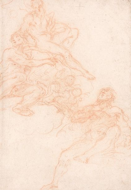 Ecole Bolonaise du XVIIe siècle 
Study of
Sanguine characters.
30,5 x 21 cm