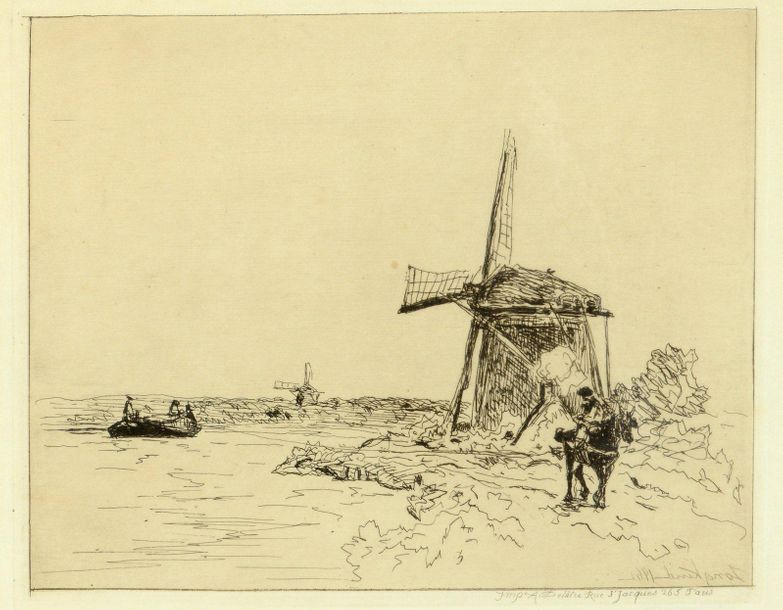 Null Johan -Barthold JONGKIND (1819 - 1891). Le Chemin de halage. Planche du Cah&hellip;