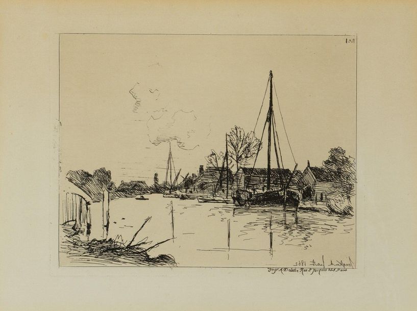 Null Johan - Barthold JONGKIND (1819 - 1891). Le Canal. Planche du Cahier des si&hellip;