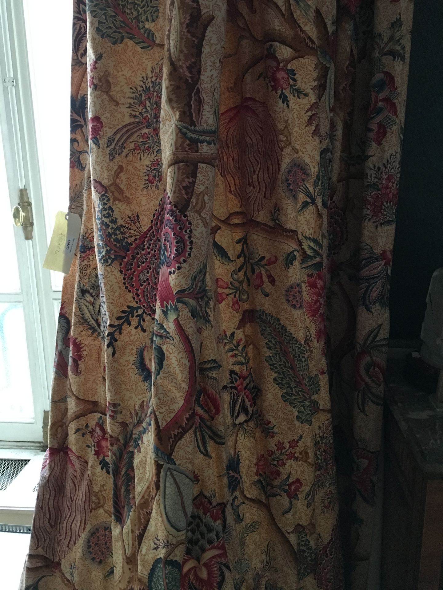 Null Manette de rideaux, deux paires de rideaux à décor Indienne fond beige **H &hellip;