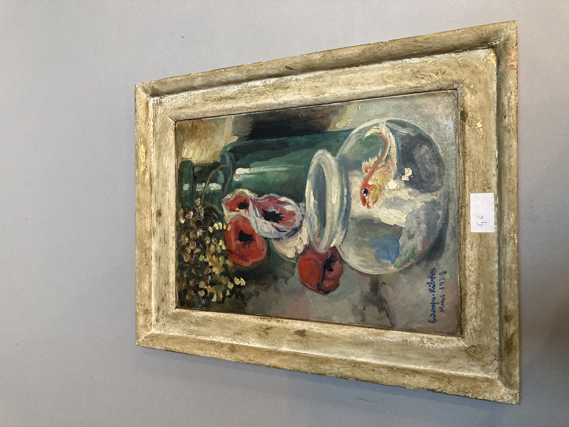 Null 金鱼和罂粟花

有坎帕斯-里贝拉左下角签名的油画，位于巴黎，日期为1938年（？

36.5 x 26.5厘米

地段按原样出售
