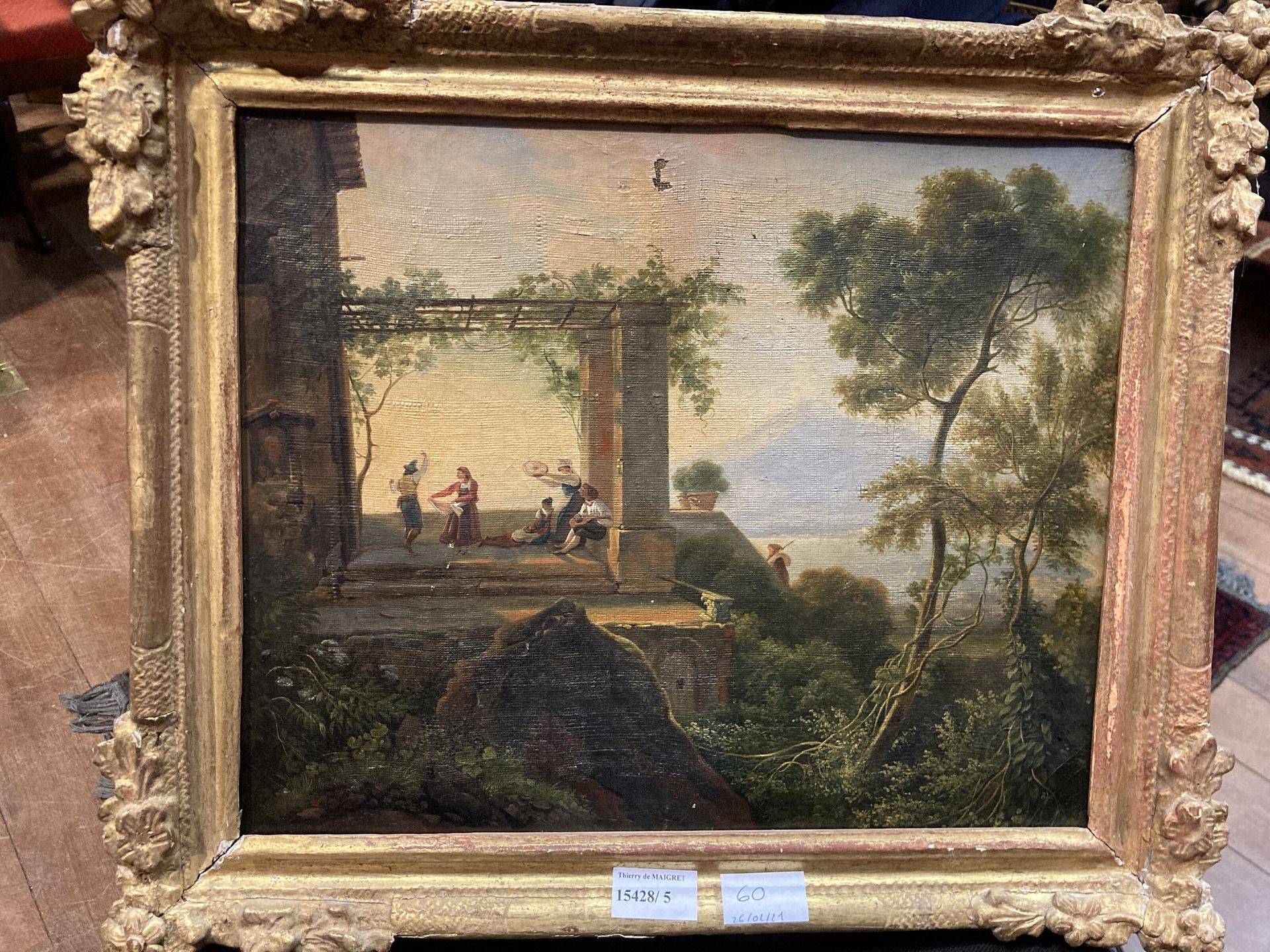 Null 
意大利学校，约1800年

凉棚下

布面油画框架

32 x 40厘米

小裂缝和碎片

地段按原样出售
