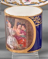 SÈVRES 
Two cups litrons on blue bottom decorated in a gilded medallion for the &hellip;