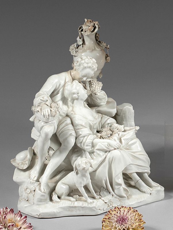 Attribué à VIENNE White porcelain group, after the Vincennes model, itself after&hellip;