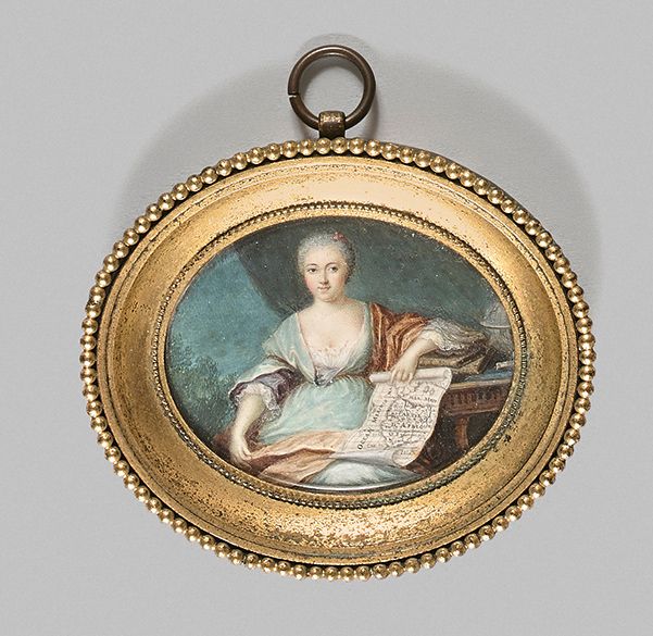 Jean-Daniel WELPER (Strasbourg, 1730 - Paris, 1789), entourage de 
作为地理寓言的女人肖像。
&hellip;