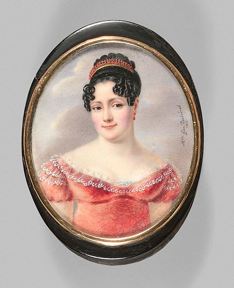 Virginie ROUSSEAU née HUE DEBRÉVAL (active 1800-1830) 
Ovale Dose aus braunem Sc&hellip;