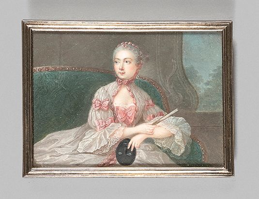 Jean-Daniel WELPER (Strasbourg, 1730 - Paris, 1789), attribué à 
带戏剧面具的女人肖像。
可能是&hellip;