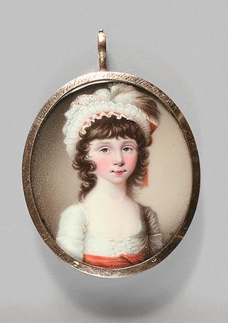Henry SPICER (Britannique, 1743-1804) 
Louisa Holroyd (1777-1854)6岁的肖像。
珐琅彩绘的椭圆形&hellip;