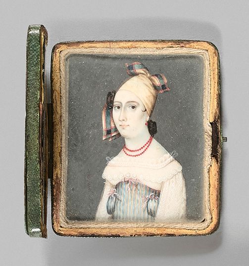 SUQUELI, école italienne du début du XIXe siècle 
Portrait de femme, 1816 (ou 18&hellip;