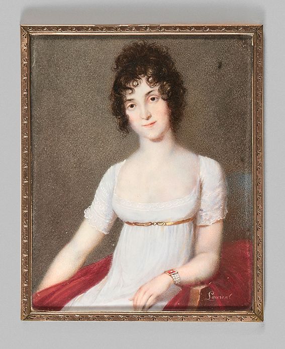Jean-Antoine LAURENT (Baccarat, 1763 - Épinal, 1832) 
Retrato de una joven con v&hellip;