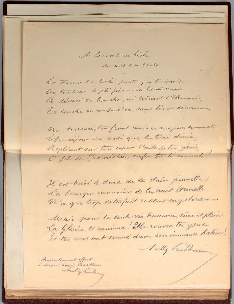 LECONTE DE LISLE (Charles Marie). 诗集》。巴黎，Poulet-Malassis和De Broise，1858年。小8开本，棕色&hellip;
