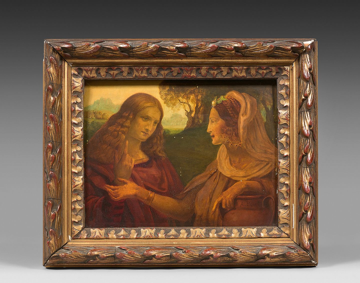 Armand POINT (Alger 1860-Naples 1932) 两个女人在讨论
面板，一块板，没有镶边。
右下角有签名A.Point.
20 x 2&hellip;