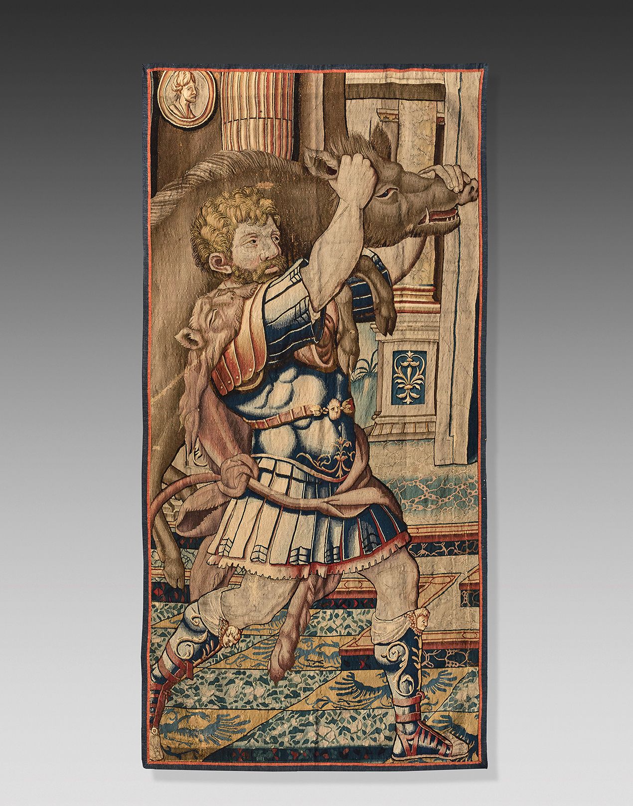 Null 罕见的挂毯描绘了 "海格力斯和野猪
Erymanthe"，来自海格力斯挂毯。
布鲁塞尔，16世纪下半叶，是伯纳德-凡-奥雷（1488-1541）的风格&hellip;
