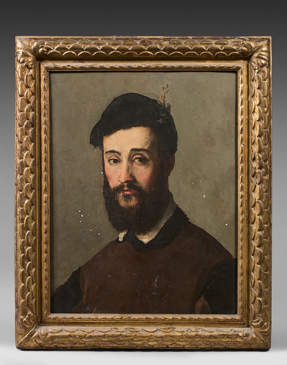 Ecole Italienne du XIXe siècle 胡子男人的肖像
加固的杨木板。
修复。
57.7 x 46 cm