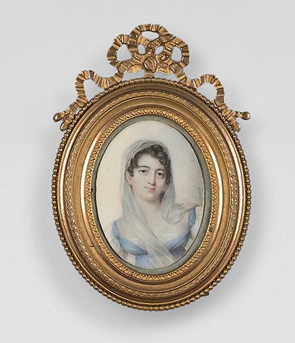 Jean-Baptiste ISABEY (Nancy 1767-Paris 1855) Portrait of a young woman with a ve&hellip;