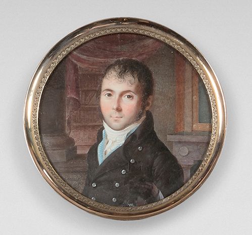 J.LECOURT (actif à Versailles entre 1804 et 1836) Portrait of an actor in front &hellip;