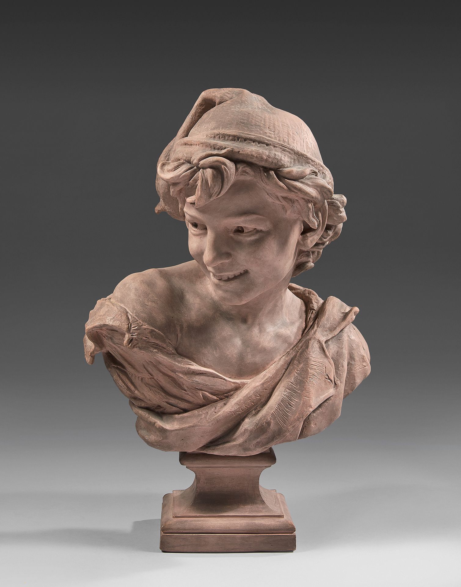 Jean-Baptiste CARPEAUX (1827-1875) 那不勒斯的Laugher n°1
模型创建于1863年。陶器半身像。签名：
JBte Ca&hellip;