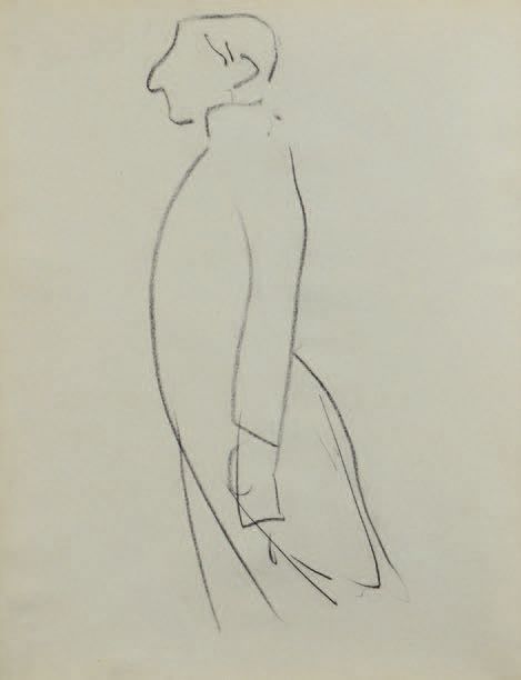 Albert Marquet (1875-1947) 穿防尘服的人
双面黑色铅笔画。
26.5 x 20 cm