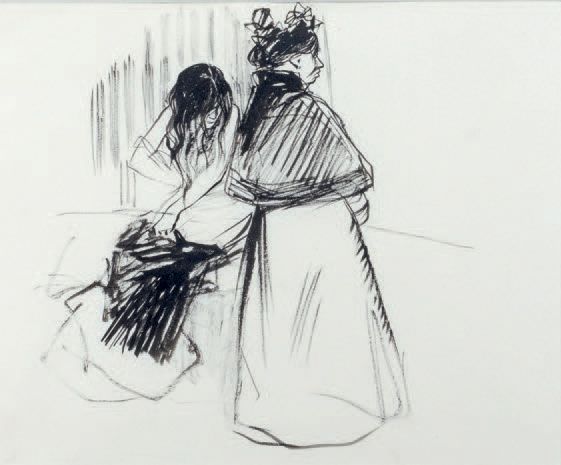 Jean-Louis FORAIN (1852-1931) In a house
Ink drawing.
24,5 x 31 cm