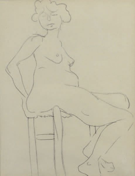 Albert Marquet (1875-1947) 坐在凳子上的裸体
黑色铅笔画。
26.5 x 20 cm