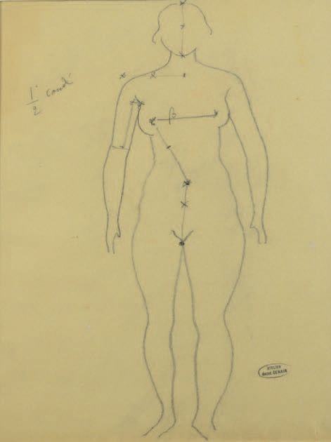 André DERAIN (1880-1954) 身体的比例
风筝的研究
两张画，一张在描图纸上，一张用黑色铅笔，另一张用墨水，一张有右下角的签名章，另一张有右&hellip;