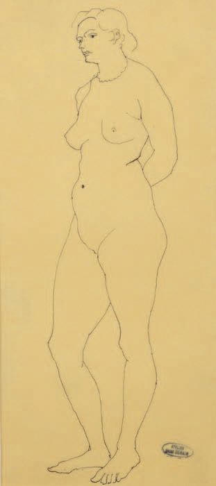 André DERAIN (1880-1954) 裸体站立，双手放在背后
两张画在描图纸上，一张是黑色铅笔画的，另一张是墨水画的，右下方有工作室的印章。
33 &hellip;