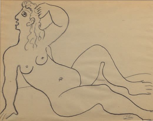 André DERAIN (1880-1954) 裸体从后面面向左边坐着
裸体面向左边，一只手举起
两幅黑色铅笔画，右下方有工作室的印章。
每幅24 x 32厘&hellip;