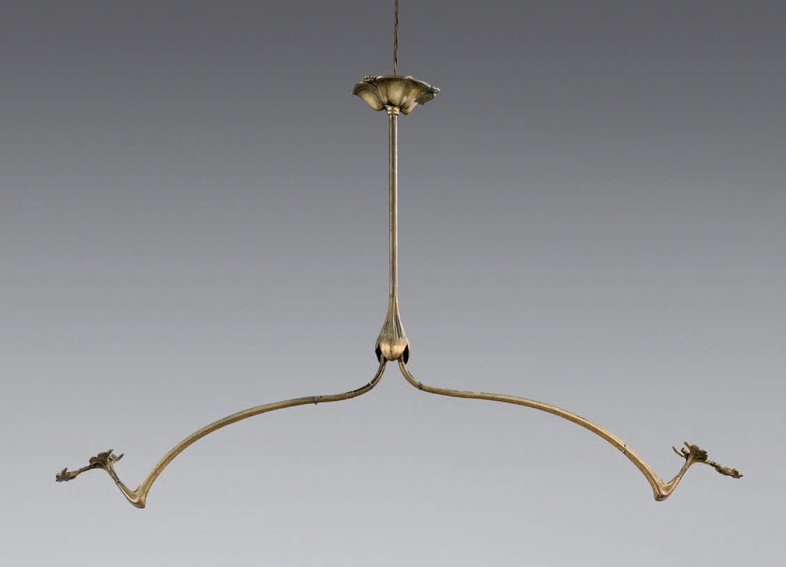 DAMPT Jean-Auguste (1854-1945) (attribué à) A large bronze chandelier with a gol&hellip;