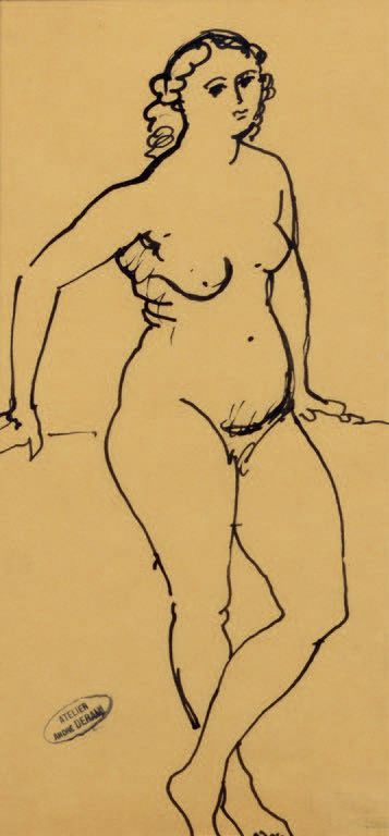 André DERAIN (1880-1954) Nu debout
Deux dessins sur papier calque contrecollé su&hellip;